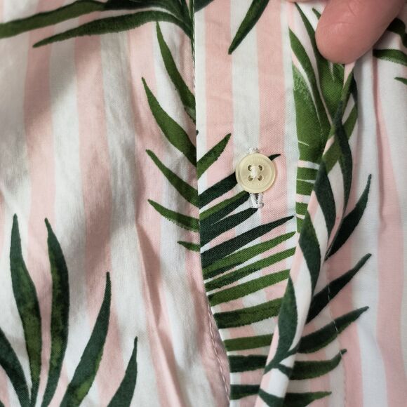 Lands End Pajama Pants XL Pink Stripes Palms Tropical Cotton Drawstring Pockets - Picture 6 of 9